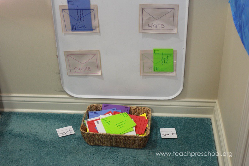 mail sorting bins with magnetic name tags